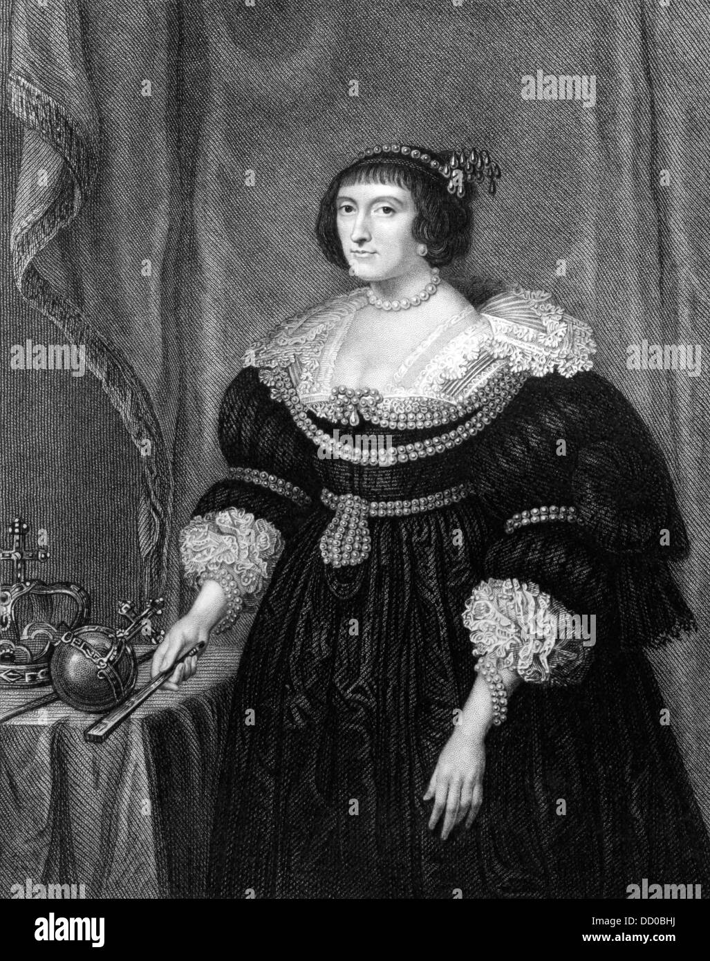 Elizabeth Stuart, reine de Bohême (1596-1662) gravure sur à partir de 1831. Électrice Palatine et brièvement reine de Bohême. Banque D'Images