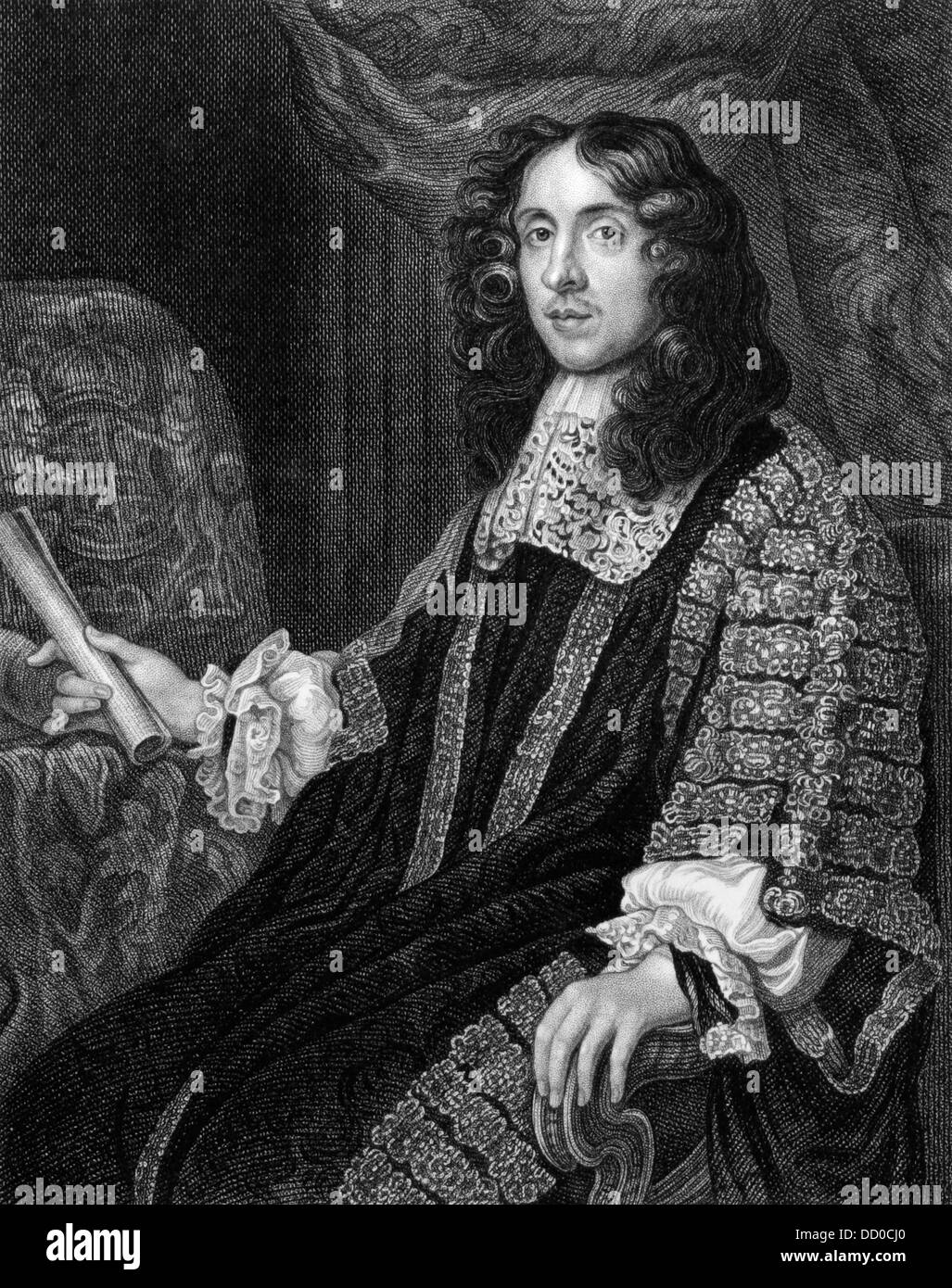 Heneage Finch, 1er comte de Nottingham (1621-1682) gravure sur de 1830. Banque D'Images