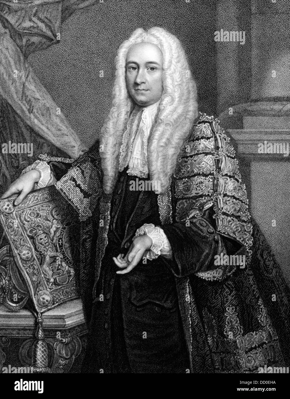 Philip Yorke, 1er comte de Hardwicke (1690-1764) sur gravure de 1832. Avocat et homme politique français. Banque D'Images