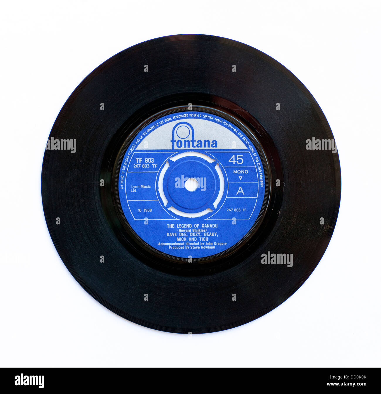 Dave Dee, Dozy Encircles, Beaky, Mick and Tich - La légende de Xanadu, 1968 7' single sur Fontana Records Banque D'Images