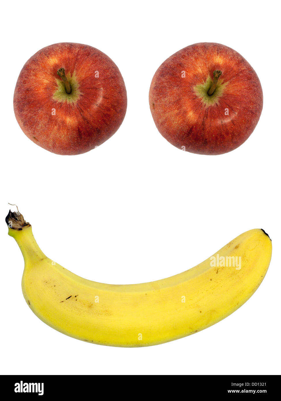 Heureux visage aux fruits - pomme, banane Banque D'Images