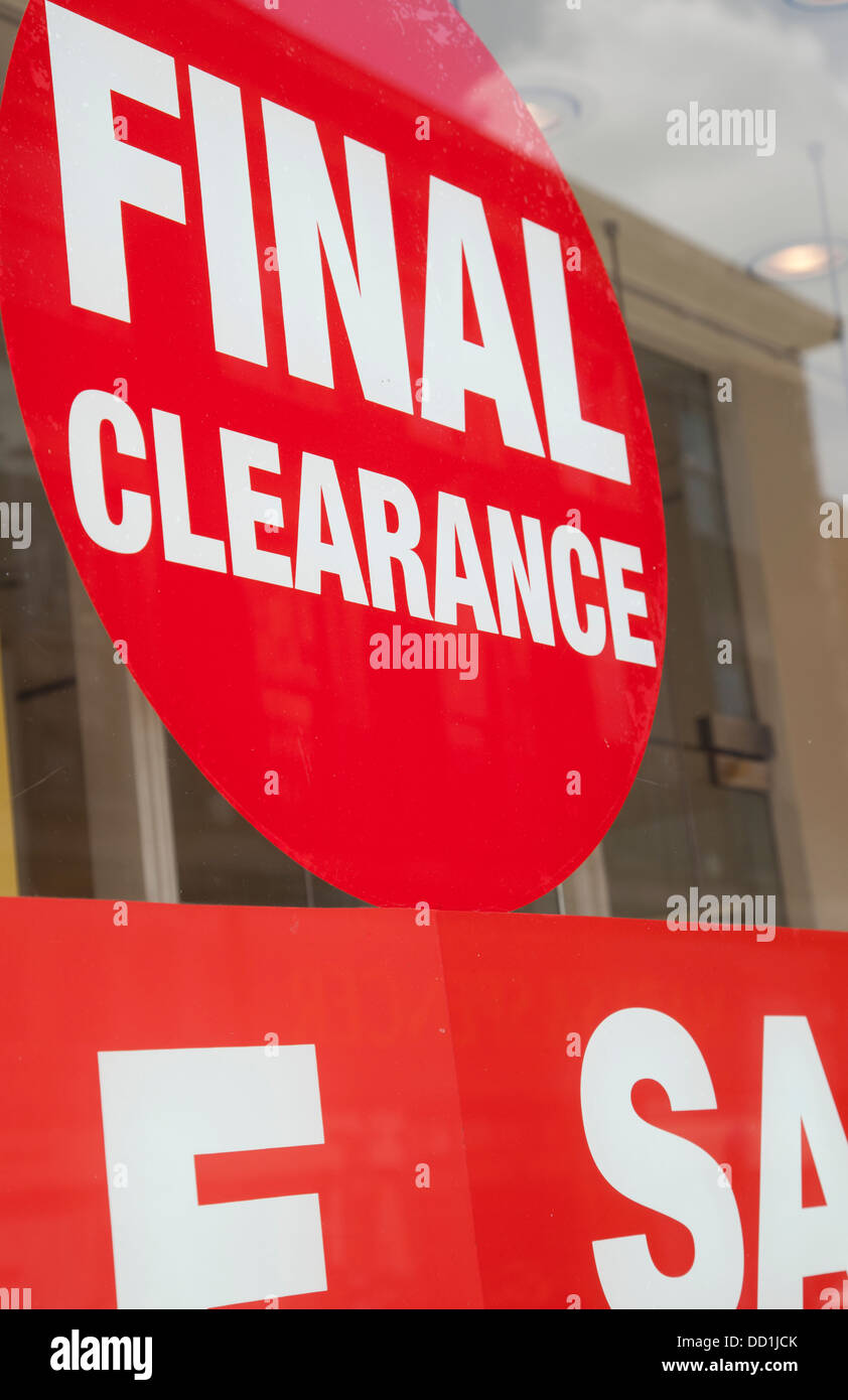 Approbation finale signe sur vitrine dans Richmond Banque D'Images