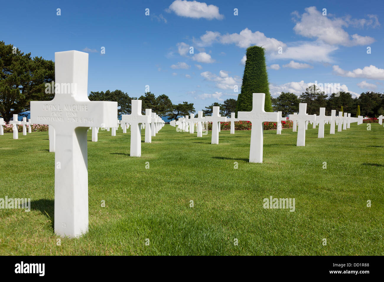 Cimetière Américain, Colleville-sur-Mer, Normandie, France Banque D'Images