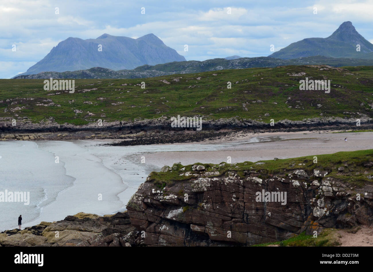 L'Inverpolly Montagnes de cul Mor un Stac Pollaidh Corbett (Polly) un Graham vu de Achnahaird Beach Banque D'Images