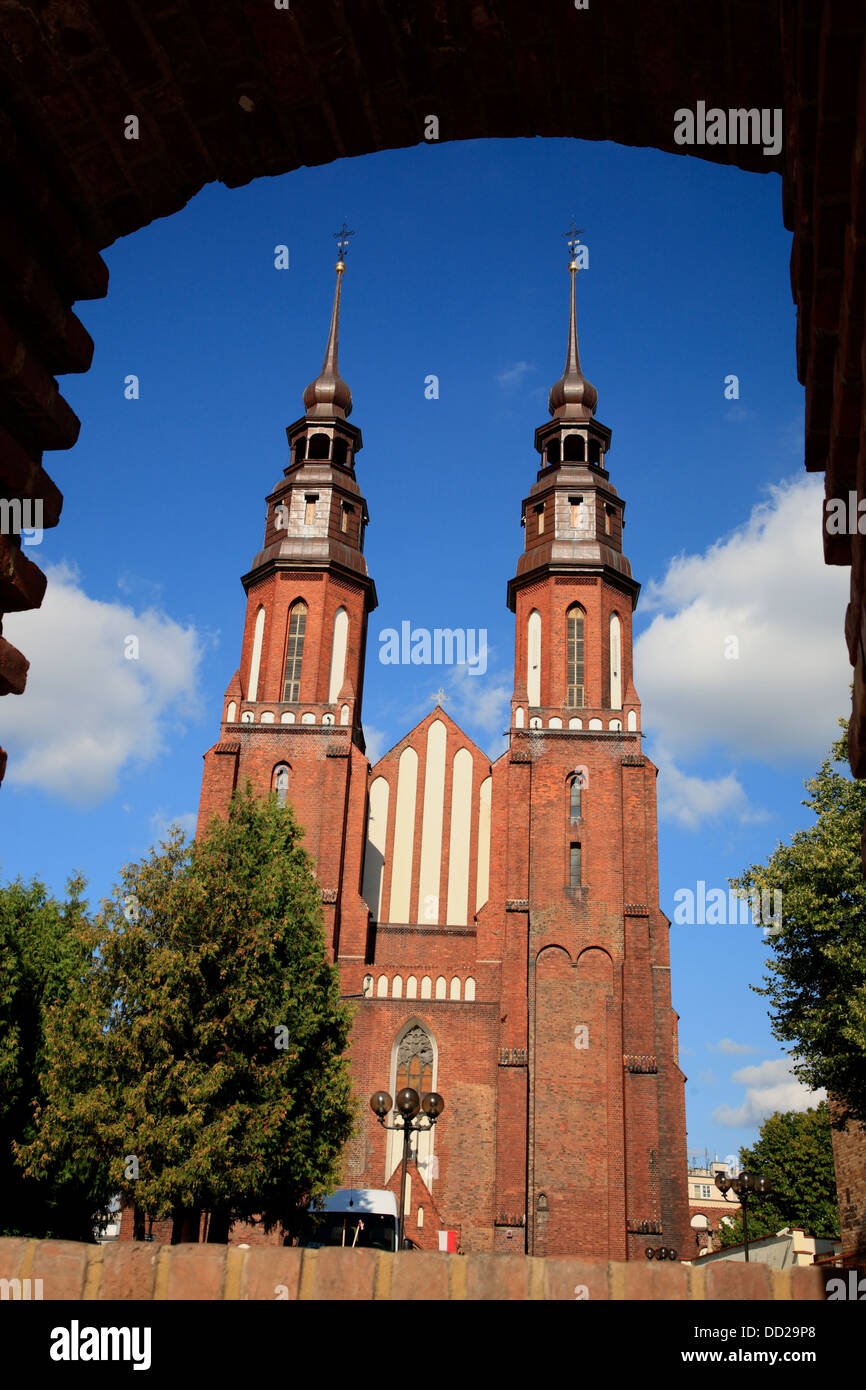 Cathédrale de la Sainte Croix dans la soirée, Opole, Silésie, Pologne Banque D'Images