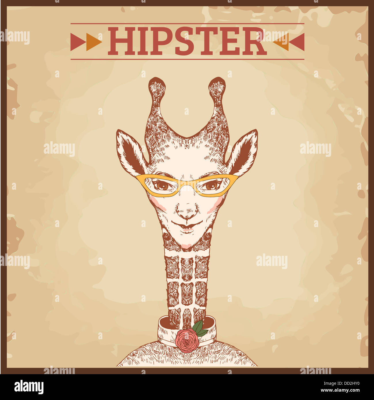 Hipster personnage animal, la girafe Banque D'Images