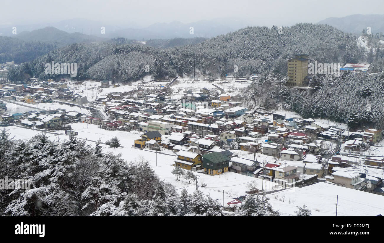 Un village japonais en hiver. Banque D'Images