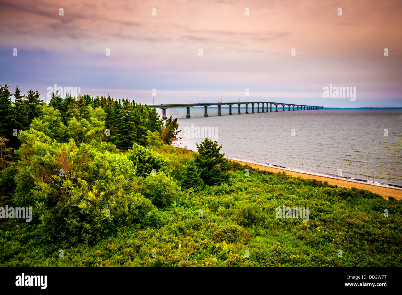 Pont de la Confédération Cape Jourimain et la plage environnante au Nouveau-Brunswick Canada Banque D'Images