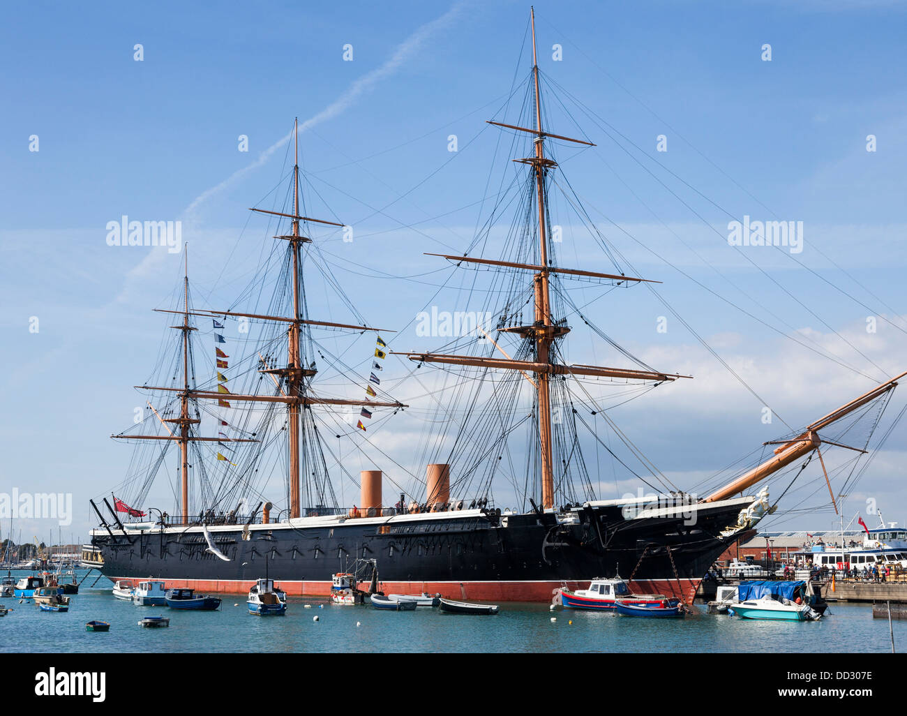 Le cuirassé HMS Warrior (1860), Portsmouth, Hampshire, Angleterre Banque D'Images