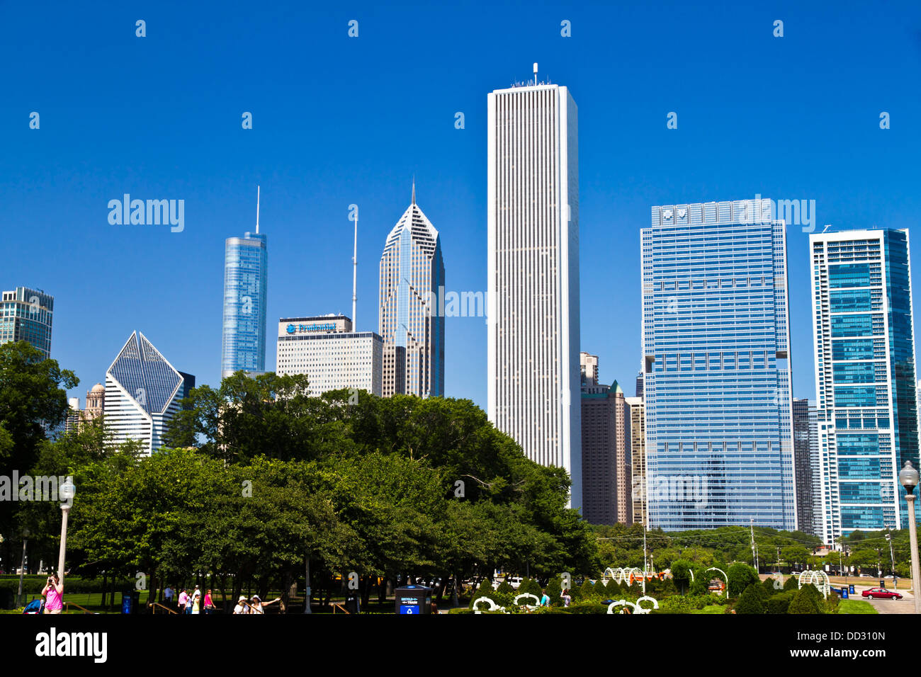 Chicago IL skyline de Grant Park Banque D'Images
