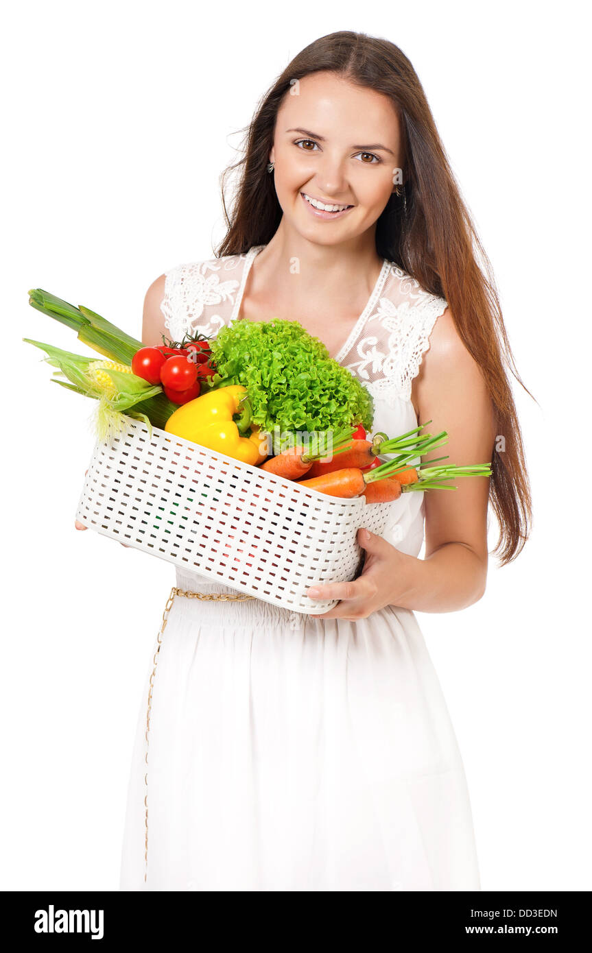 Fille avec des légumes Banque D'Images