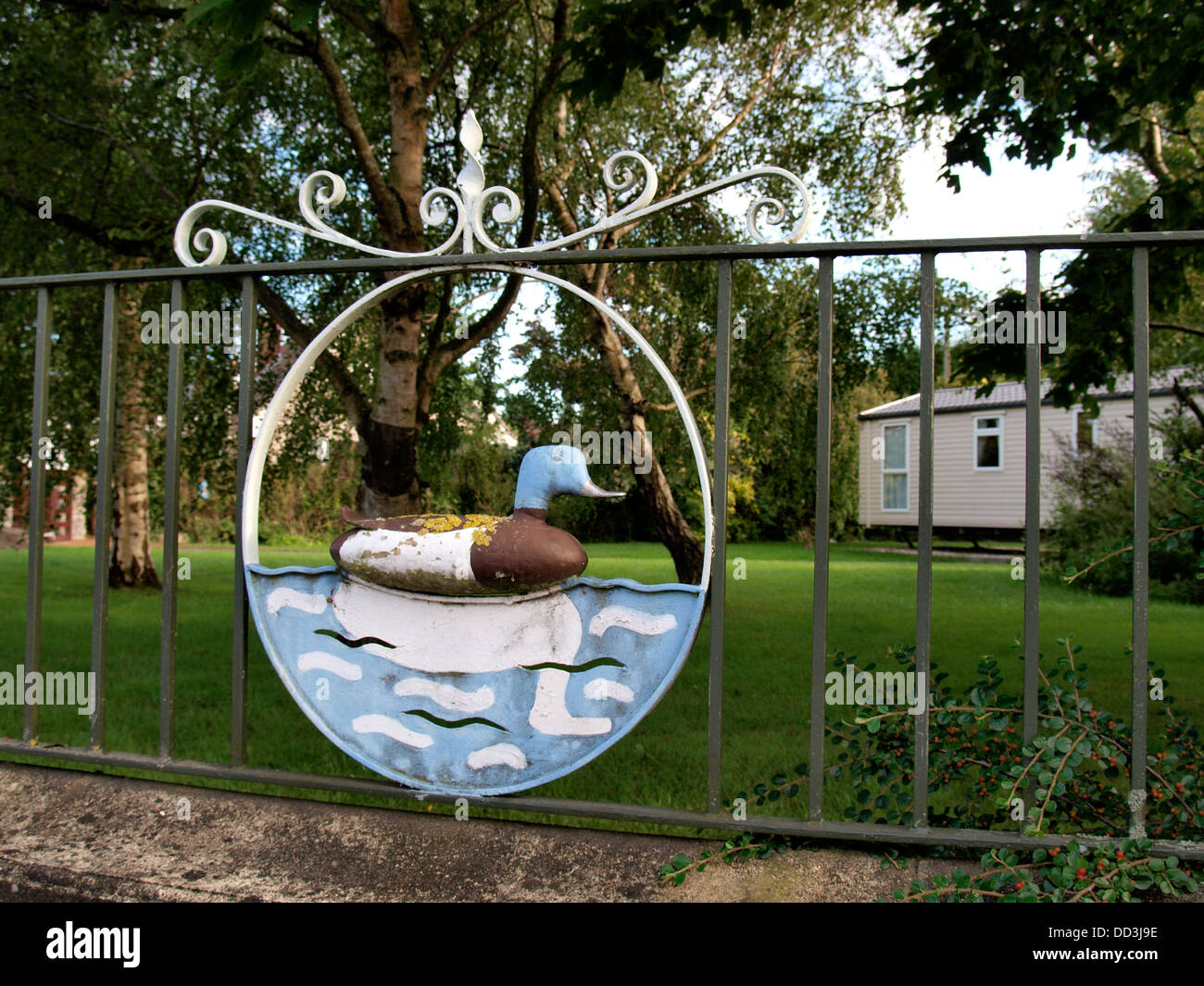 Clôture inhabituelle dont la conception d'un canard, cheddar, Somerset, UK 2013 Banque D'Images