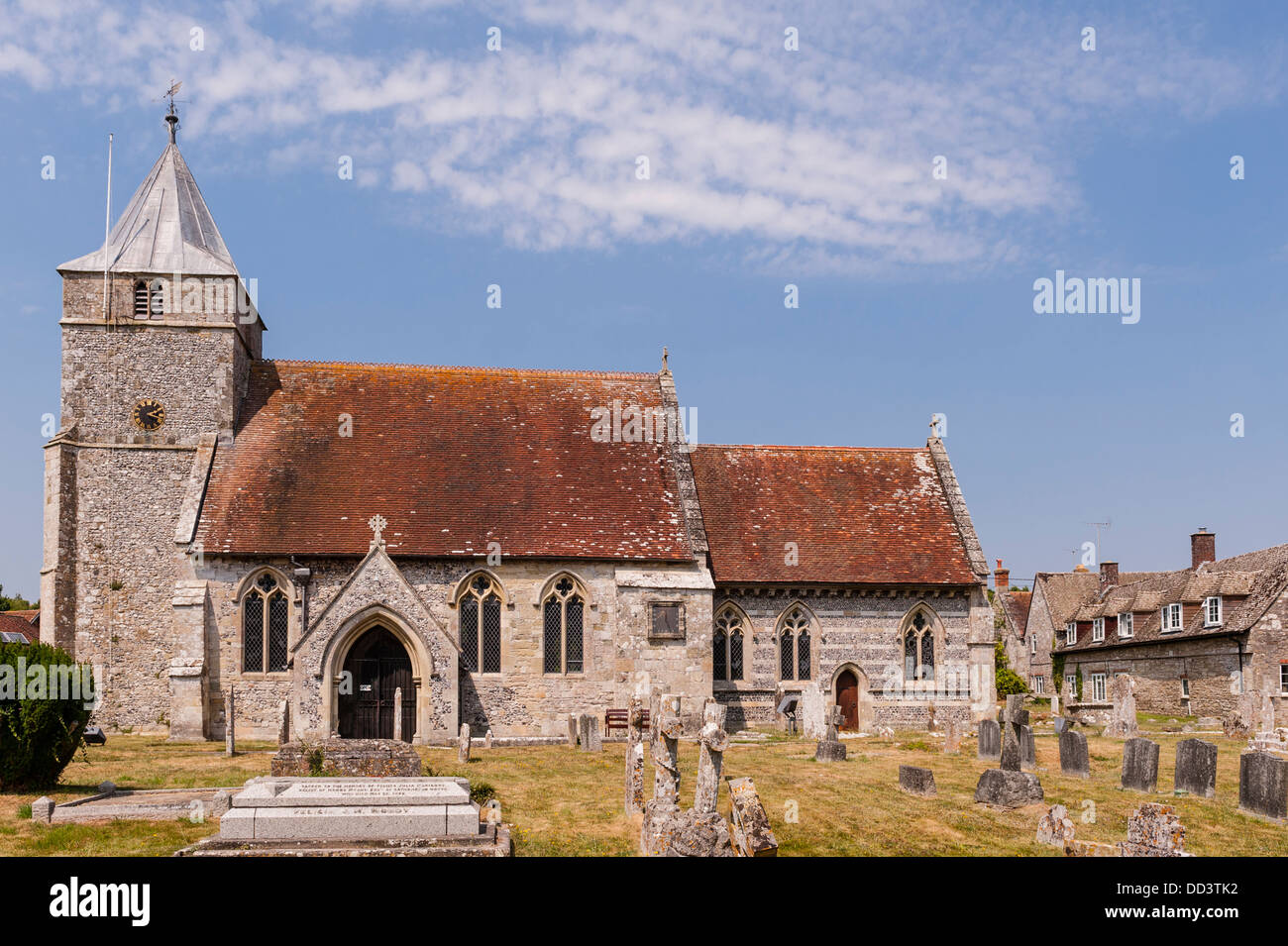 L'église de Tous les Saints à clocheton Langford , Wiltshire , Angleterre , Angleterre , Royaume-Uni Banque D'Images