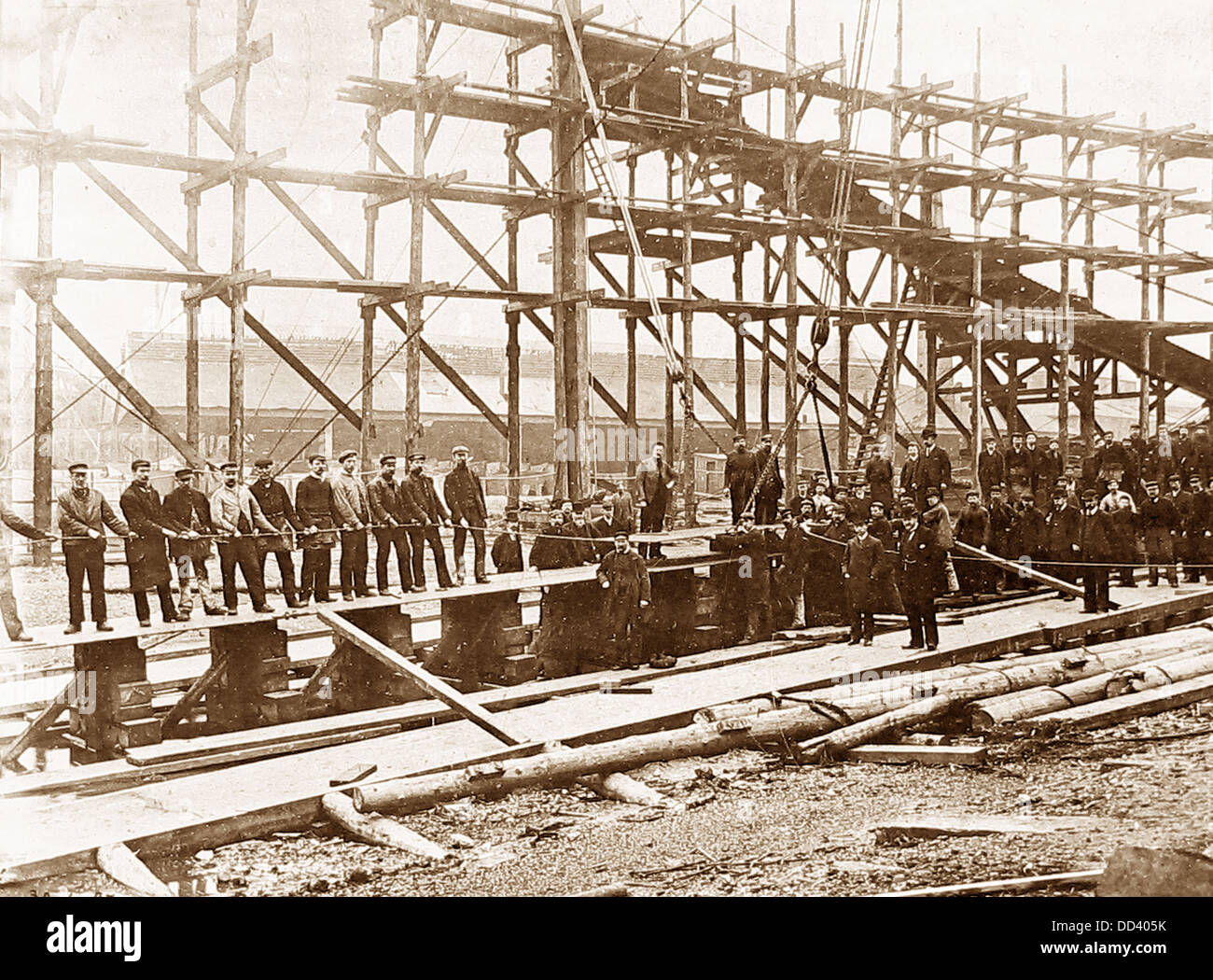 Thames Ironworks et Shipbuilding Company - construire un navire de l'époque Victorienne - Pose de la quille Banque D'Images