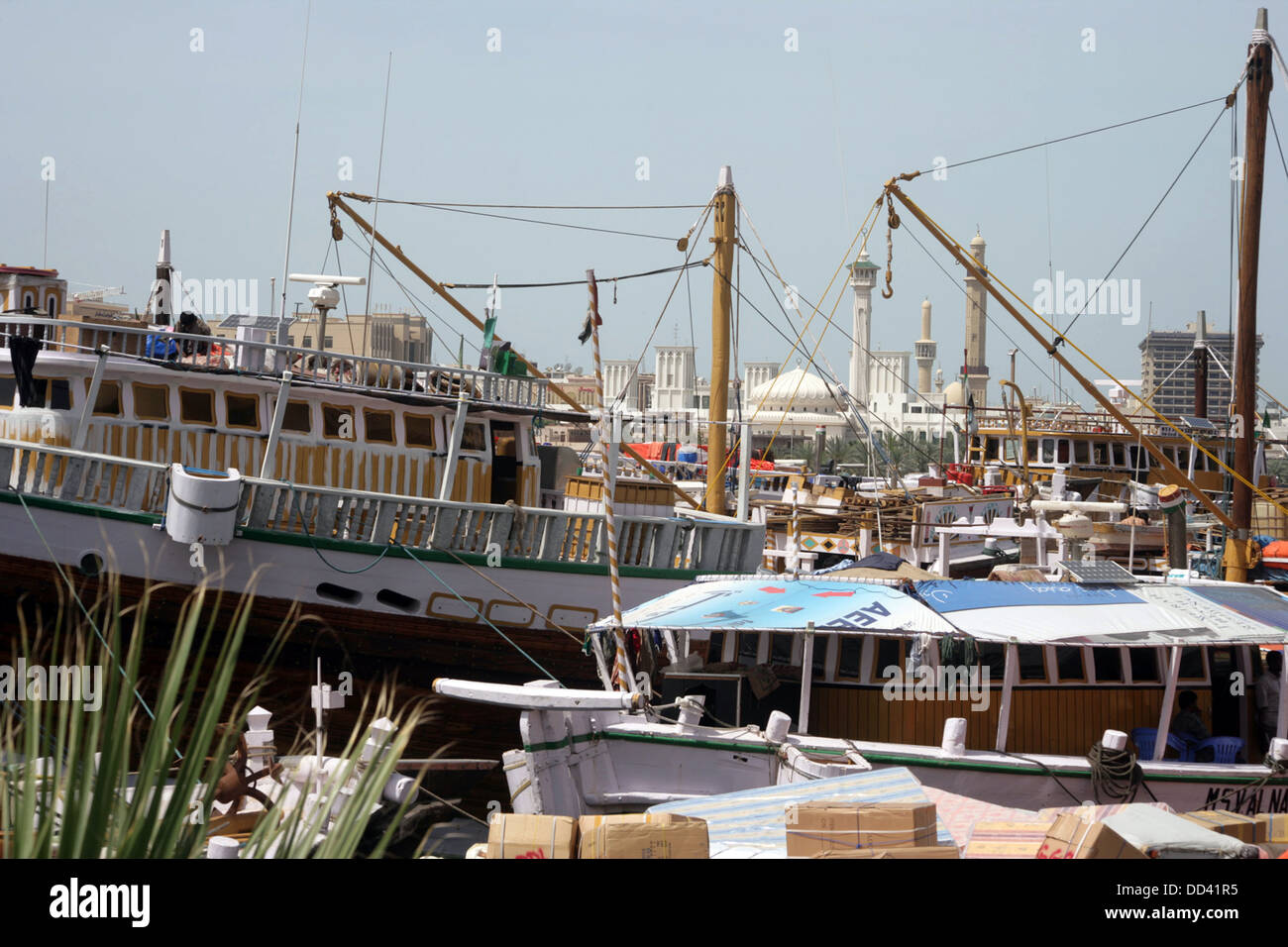 Bateaux amarrés dans la Creek, Dubaï Banque D'Images