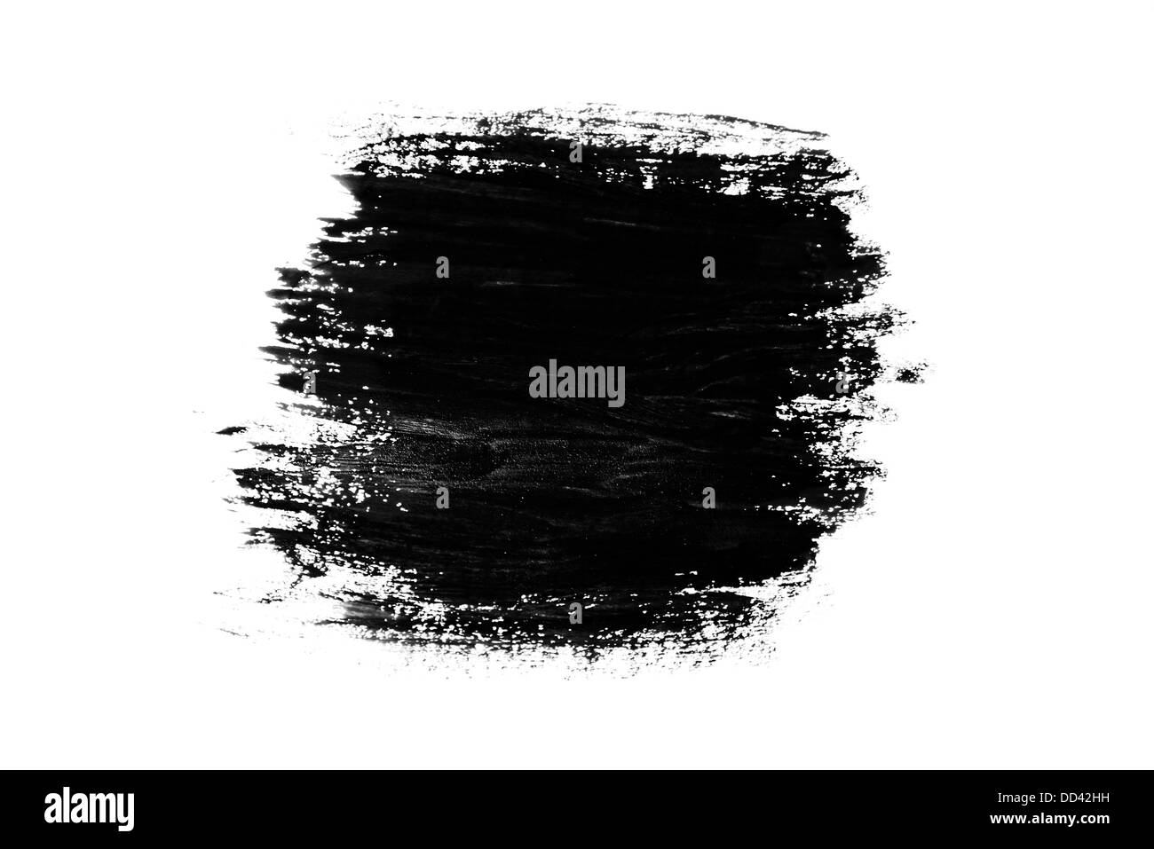 Coup de pinceau peinture abstraite. Coup de pinceau noir sur fond de papier blanc texturé. Banque D'Images