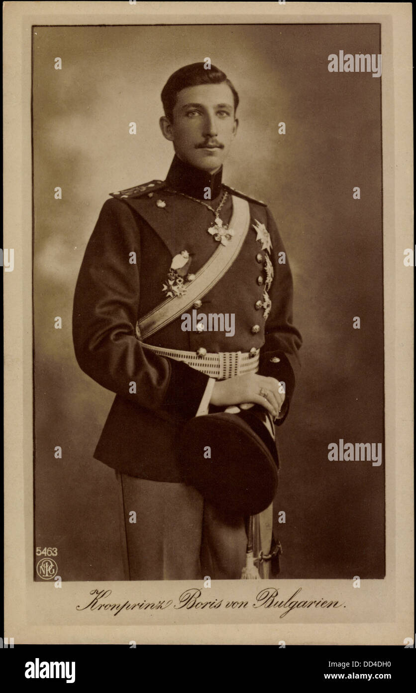 Ak Kronprinz Boris von Bulgarien, NPG 5463, Portrait, uniforme ; Banque D'Images