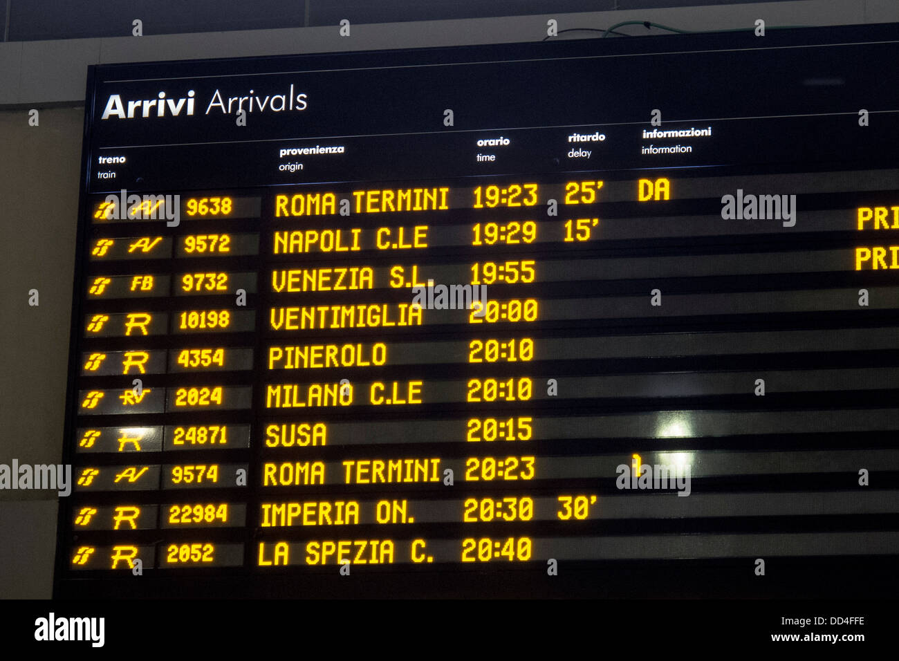 Arrivées à la gare de Florence. Banque D'Images