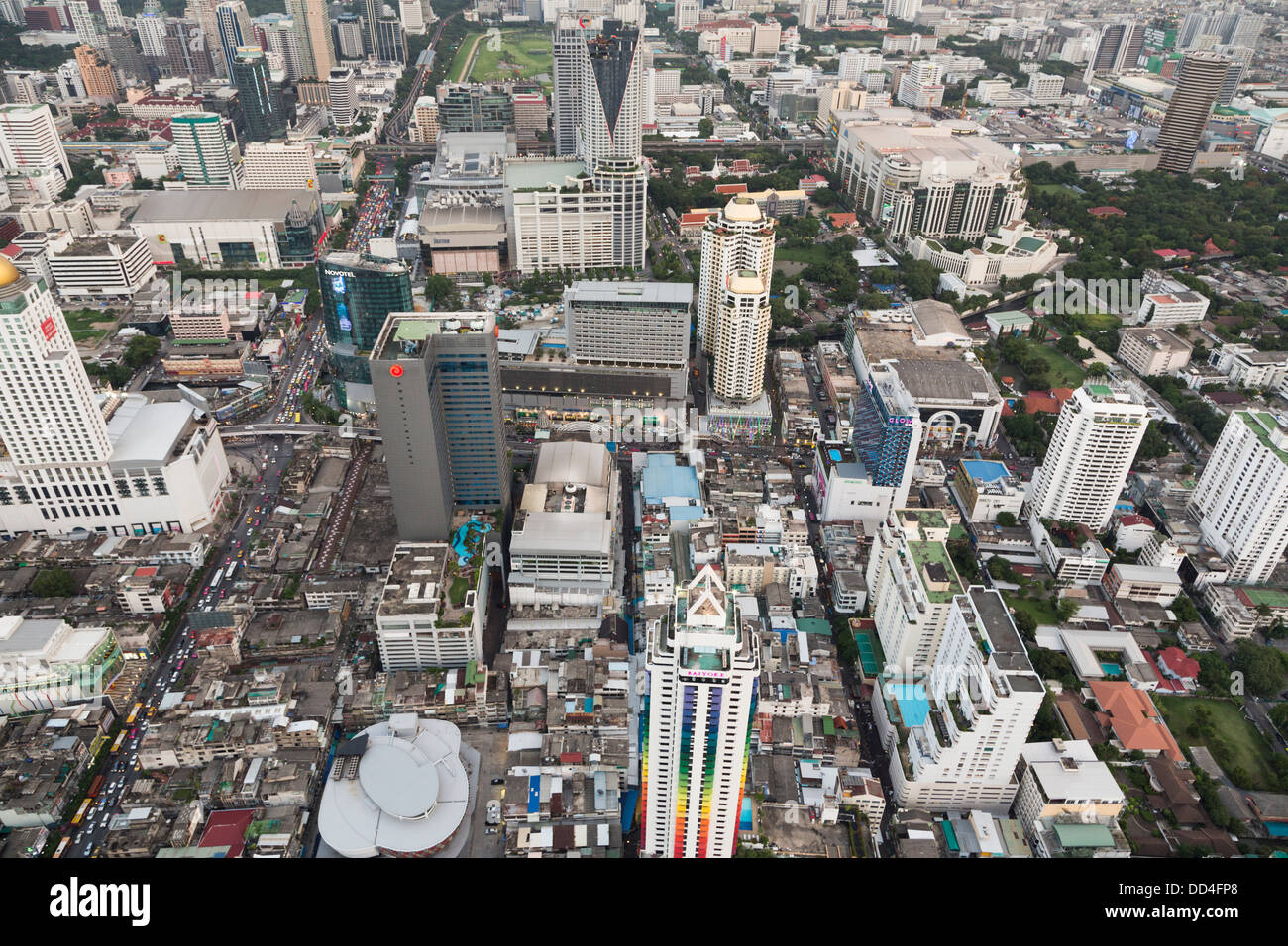 Une vue de la zone Pratunam de Bangkok, la capitale de la Thaïlande, d'en haut Banque D'Images