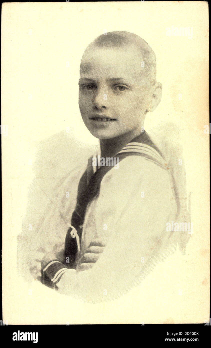 Ak Prinz Friedrich Ernst von Sachsen Altenburg, Matrosenanzug ; Banque D'Images