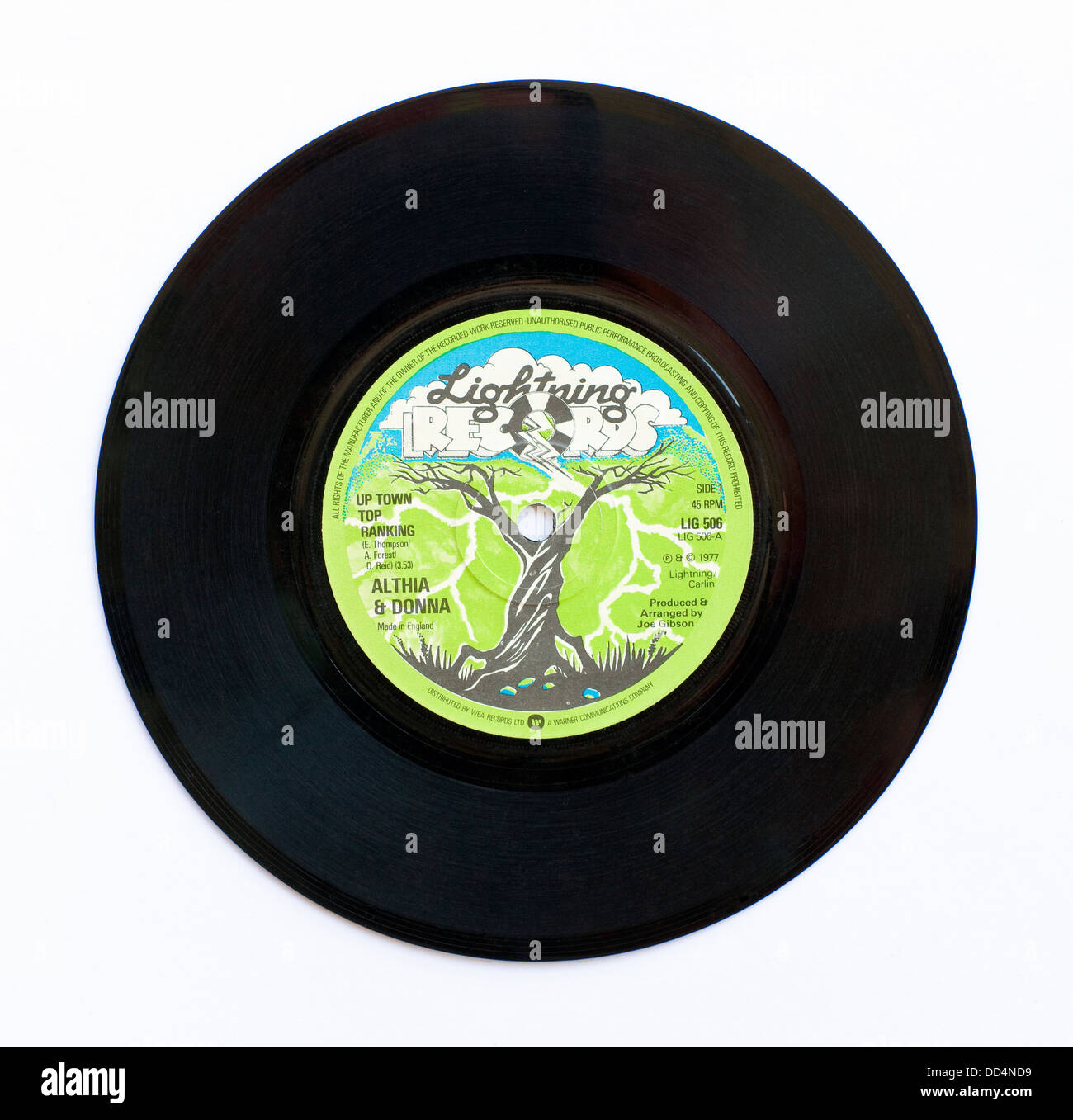 Althia & Donna - Ville de rang supérieur, 1977, 7' sur la foudre unique Records Banque D'Images