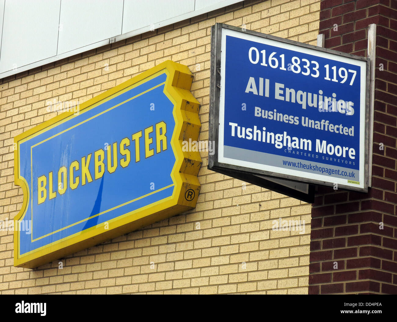 Fermeture de Blockbuster Video, le centre-ville de Warrington, Cheshire, Nord Ouest de l'Angleterre, WA1 Banque D'Images