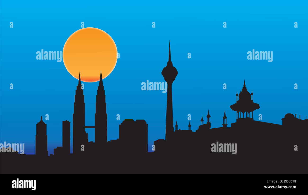 Skyline Kuala lumpur avec gare centrale et Twin Towers Banque D'Images