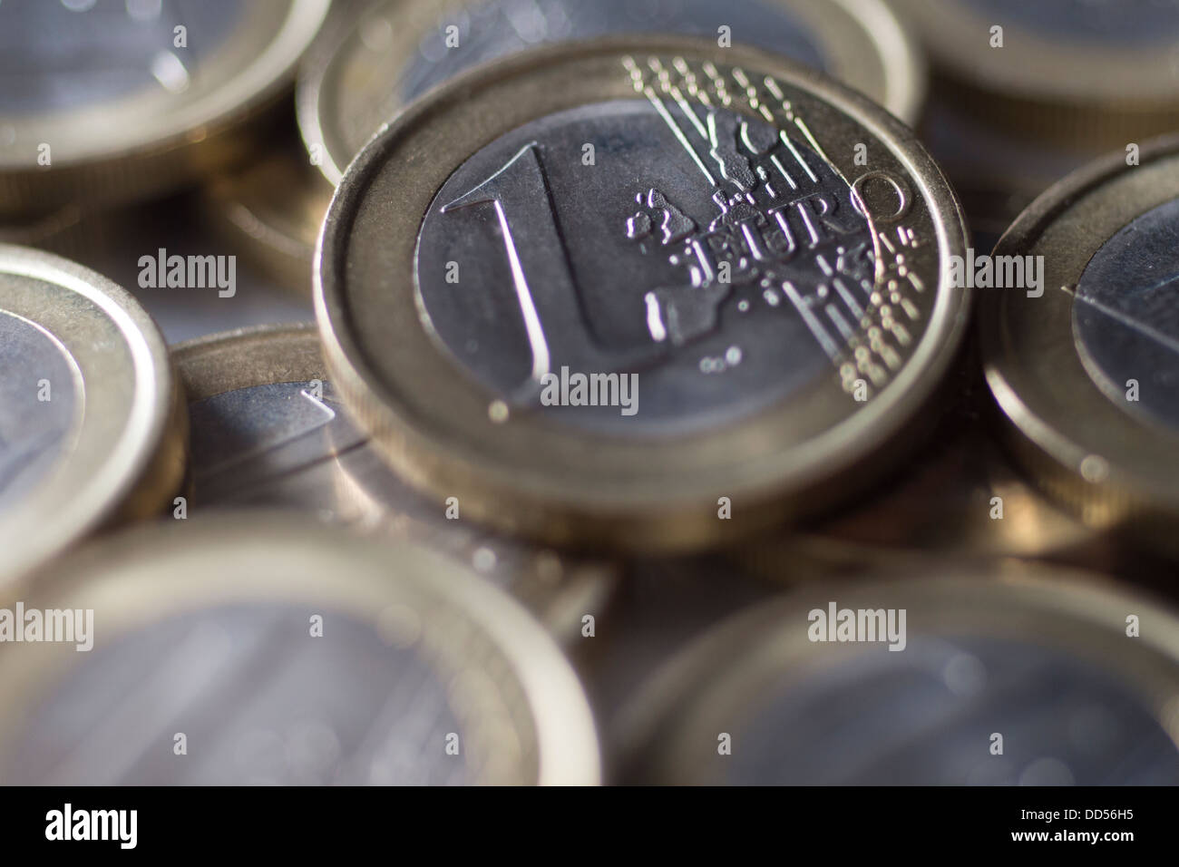 Close up de 1 pièces en euro Banque D'Images