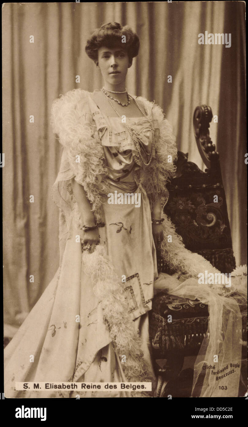 Ak S.M. Elisabeth Reine des Belges, Königin Elisabeth der Belgier ; Banque D'Images