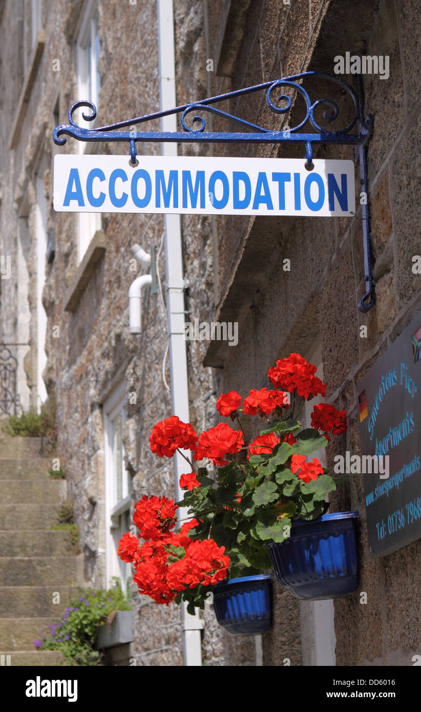 St Ives Cornwall chambres d'hôtes et bed and breakfast sign Banque D'Images