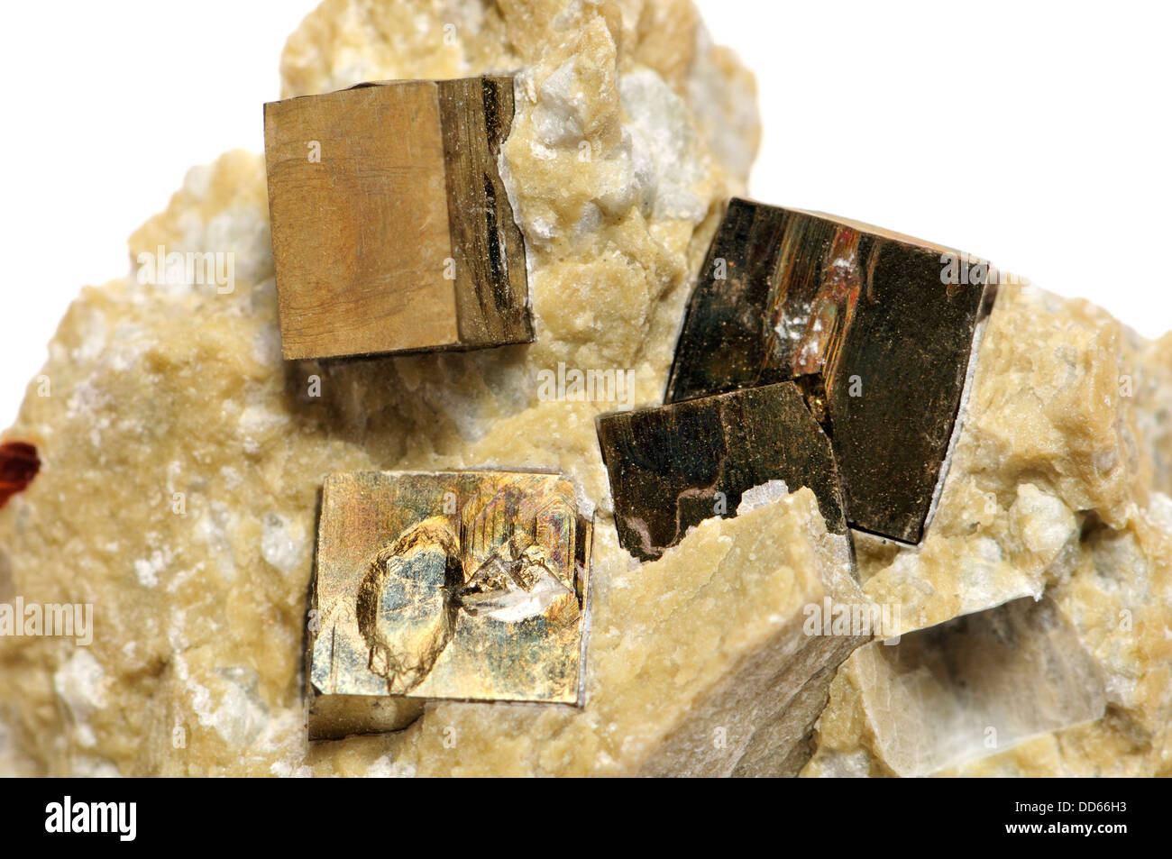 La pyrite de fer (cubes de l'Espagne) Banque D'Images