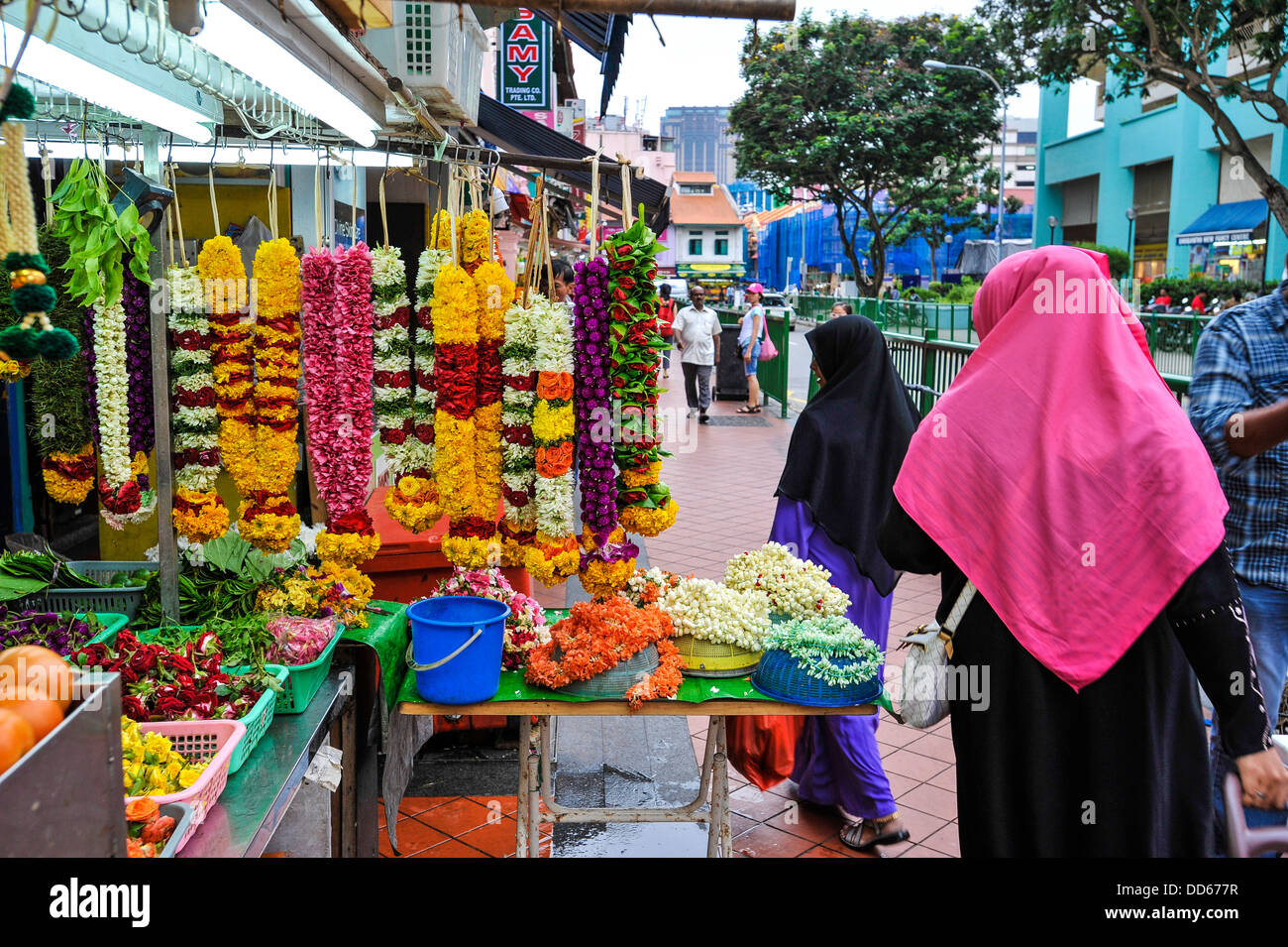 Marché aux Fleurs en Asie Singapour Little India Banque D'Images