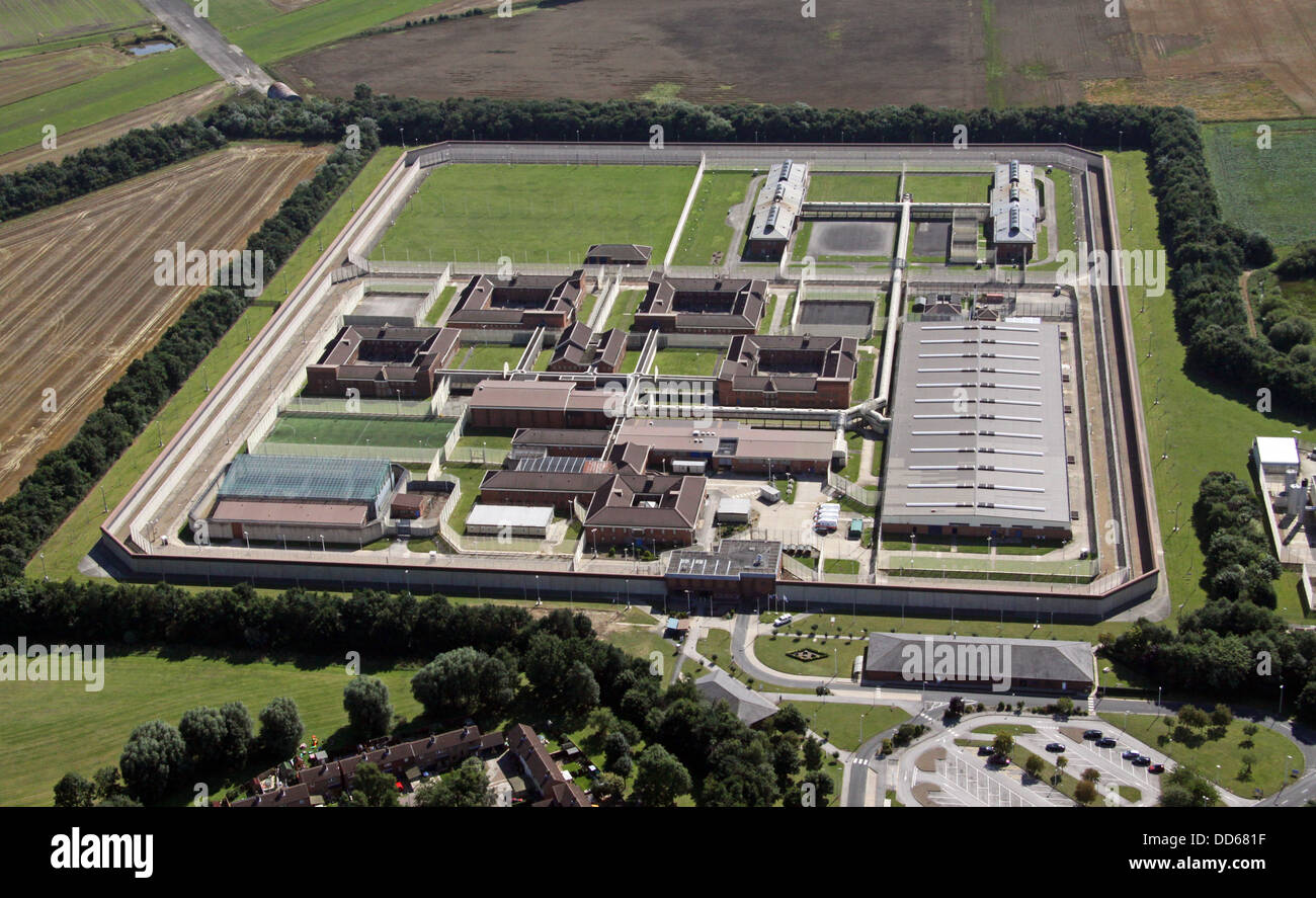 Vue aérienne de Full Sutton HM Prison près de York, Yorkshire Banque D'Images