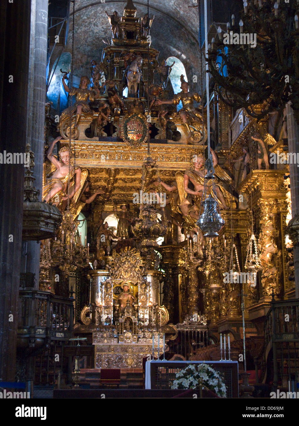 La cathédrale gothique PRINCIPAL MODIFIER DE SAINT JACQUES DE COMPOSTELLE Galice Espagne Banque D'Images