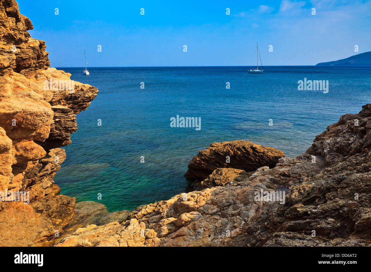 Sur la côte de l'île d'Elbe Banque D'Images