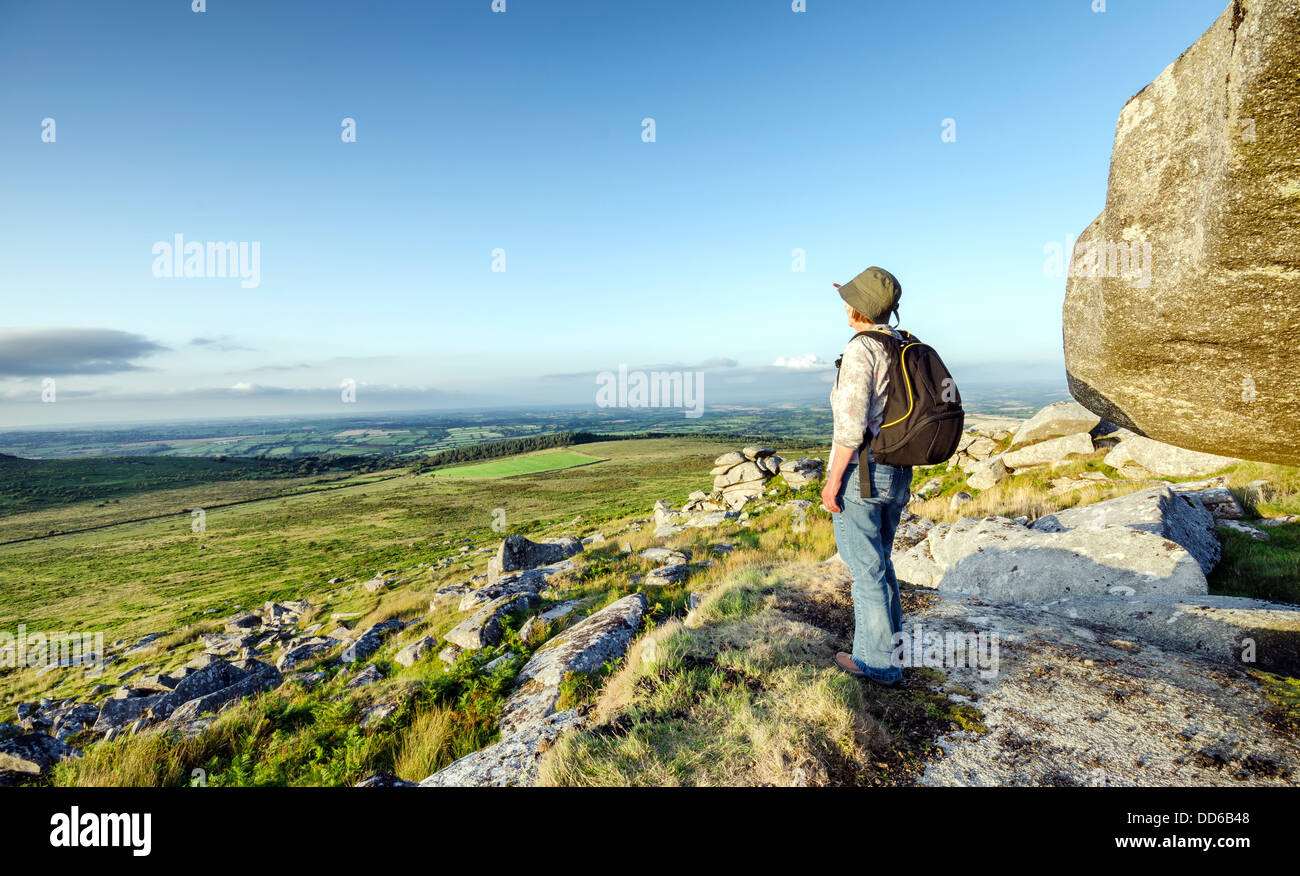 Randonnées à Kilmar Toor sur Bodmin Moor en Cornouailles Banque D'Images