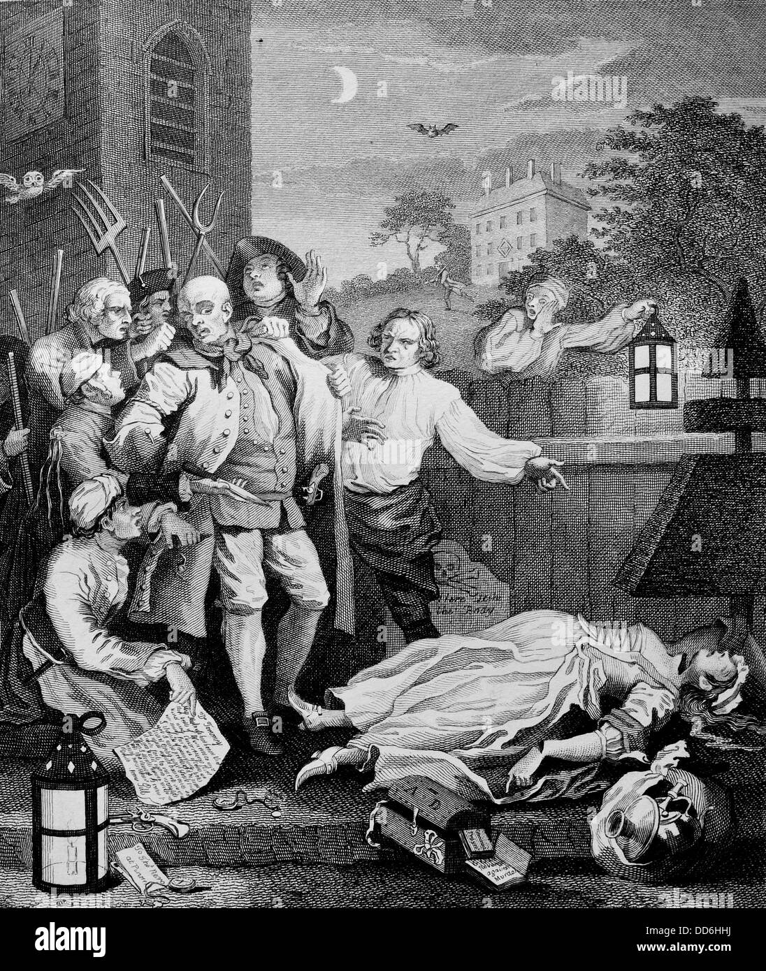 Les quatre étapes de la cruauté . La cruauté de la perfection. Gravée par J. Romney à partir de l'original par William Hogarth. Banque D'Images