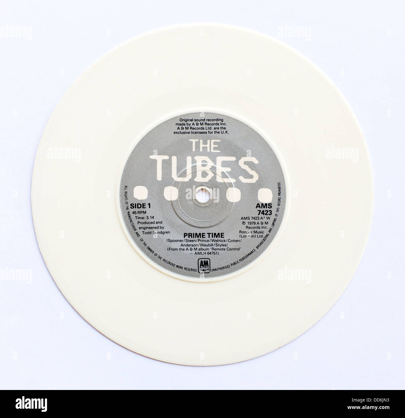 The tubes - Prime Time, 1979 7' simple, vinyle blanc sur A&M Records - usage éditorial uniquement Banque D'Images