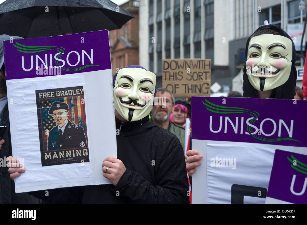 Protestation du G8 à Belfast City Hall Banque D'Images