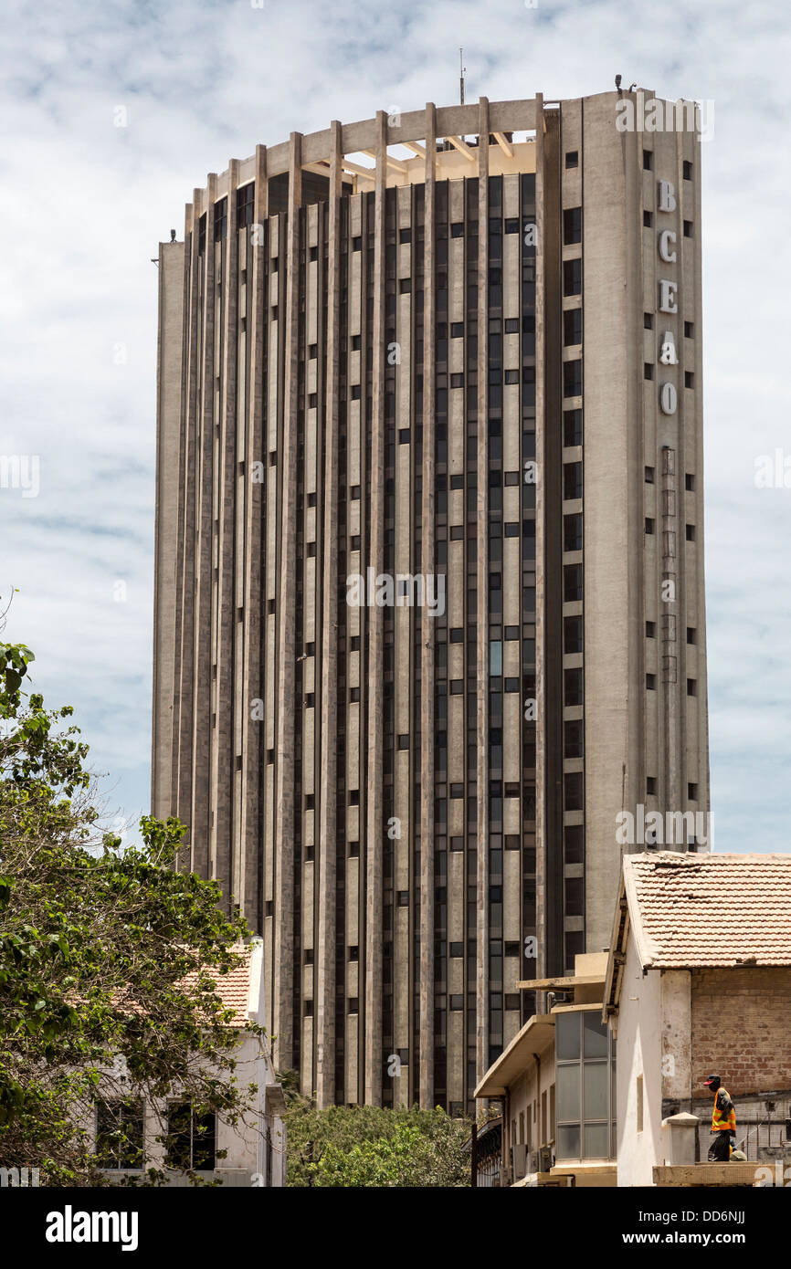Dakar, Sénégal. Siège de la BCEAO, Banque centrale des Etats de l'Afrique de l'Ouest, Banque centrale de l'Afrique de l'Ouest. Banque D'Images