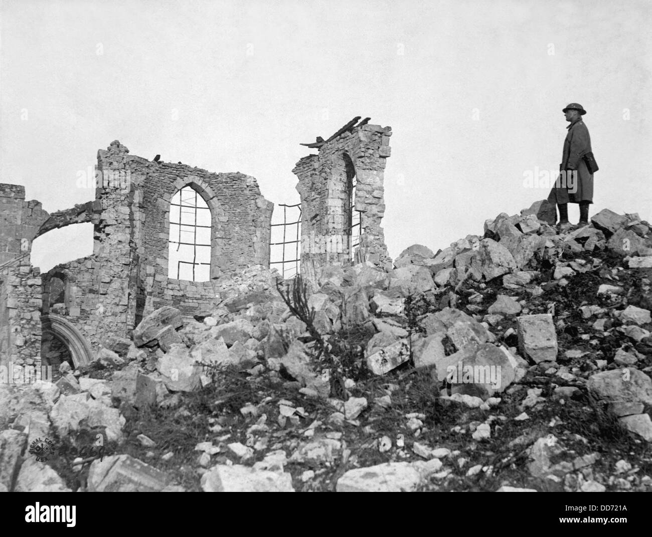 Église médiévale ruinée à Montfaucon, France. L'armée américaine a conduit les Allemands pendant l'Offensive Meuse-Argonne au monde Banque D'Images