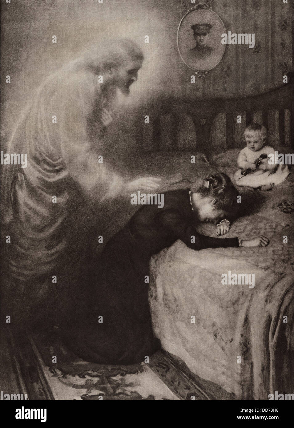 La consolatrice. Une peinture de la WW1 par Harold Copping. 1915. (BSLOC 2012 4 52) Banque D'Images