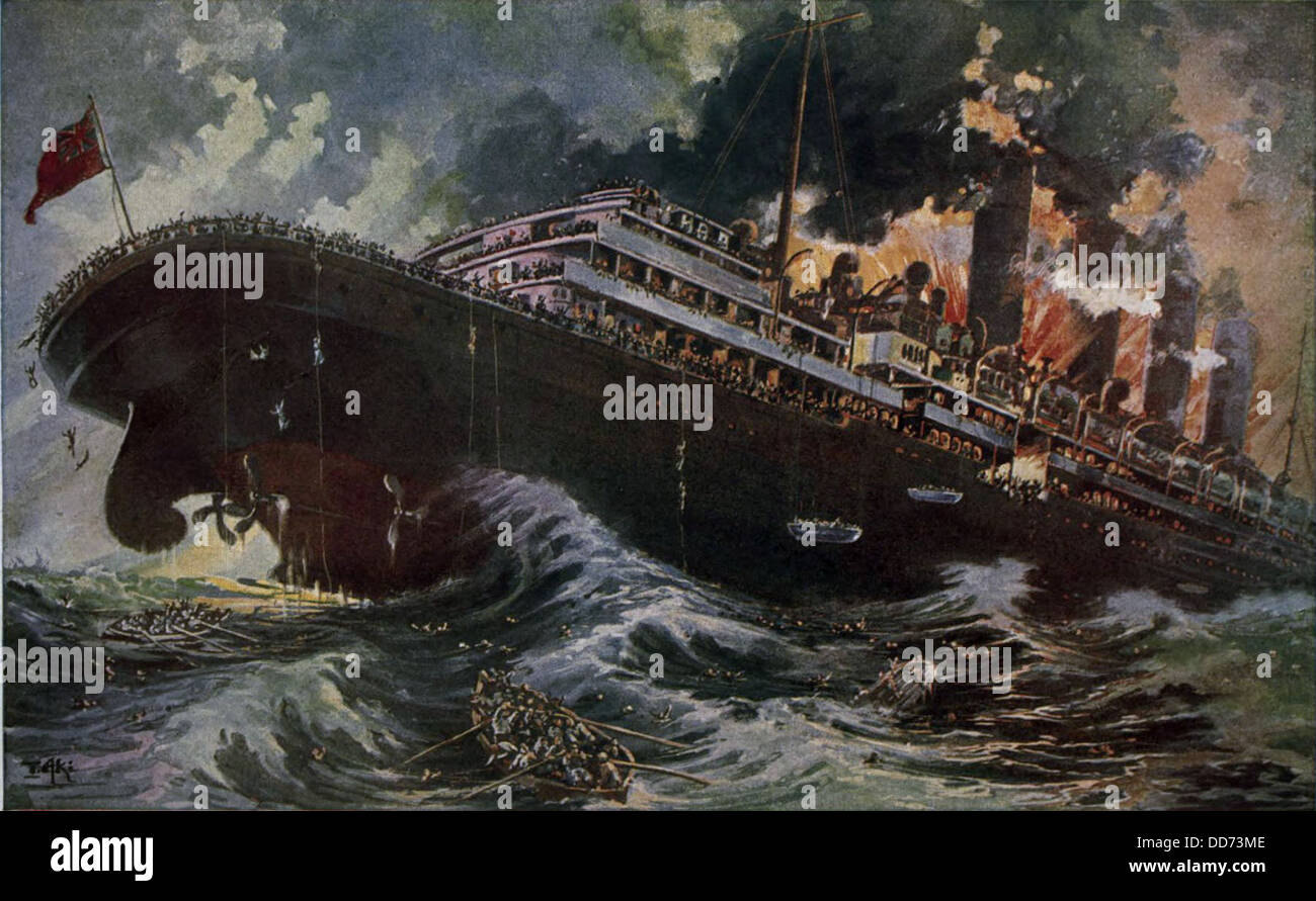 RMS Lusitania est torpillé par un sous-marin allemand le 7 mai 1915. (BSLOC 2012 4 97) Banque D'Images