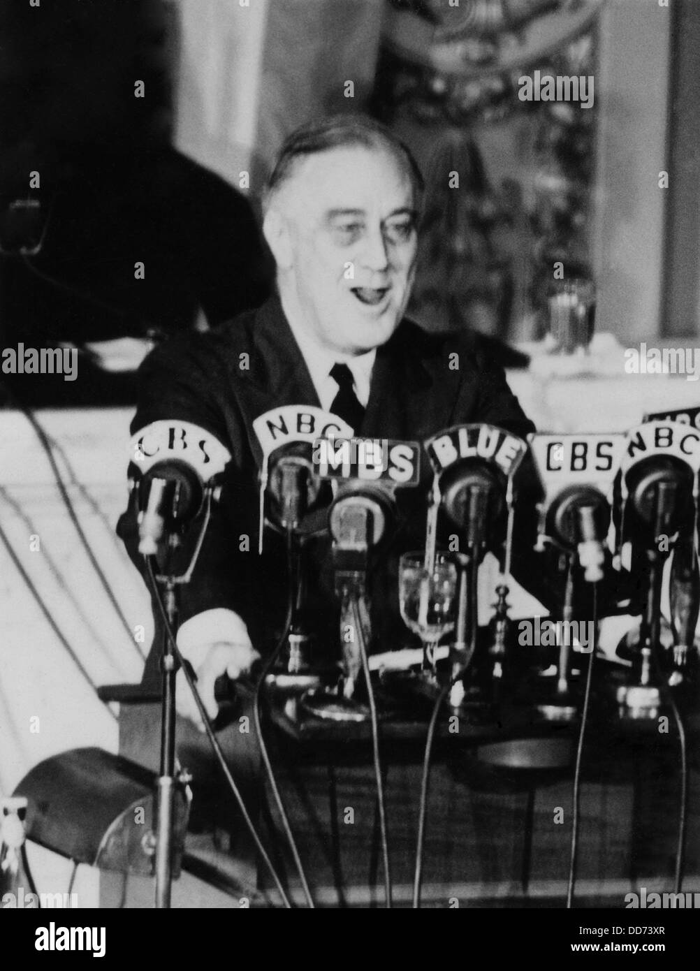 Adresses Franklin Roosevelt Congrès sur la WW2 alliées de progrès. Jan.7, 1943. Il a parlé de la défense russe de Stalingrad, Banque D'Images