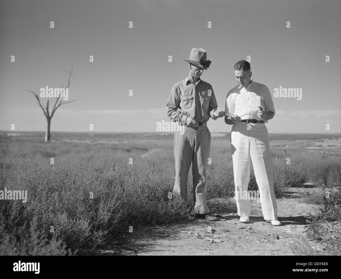 Rex Tugwell et agriculteur de poussière dans la zone Texas Panhandle. Juillet-août. 1936. Tugwell a dirigé l'Administration de réinstallation Banque D'Images