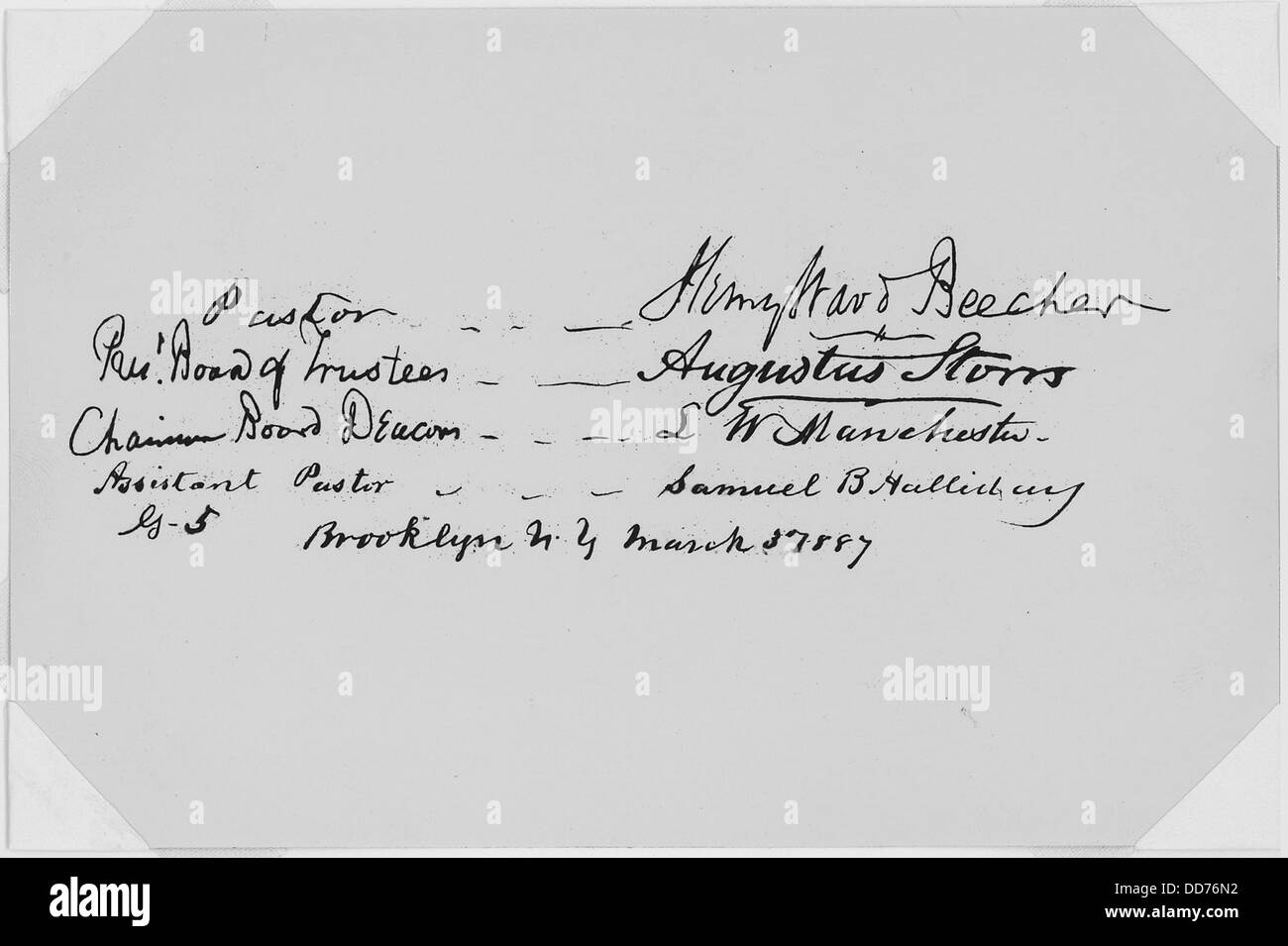 Beecher résolution signatures. Le 3 mars. 1887. - - 298100 Banque D'Images