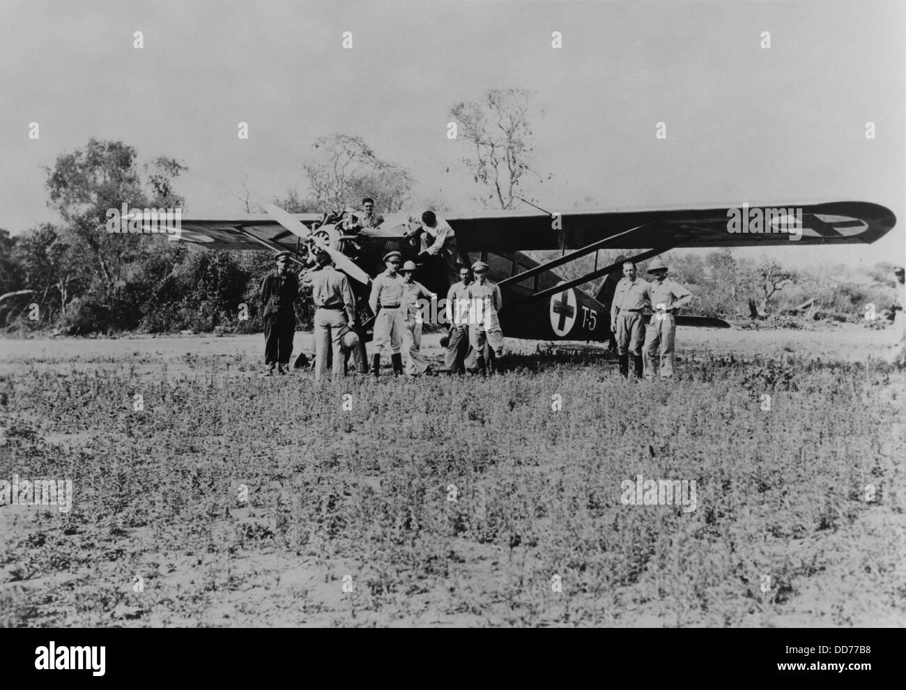 Plan d'évacuation du paraguayen grièvement blessé à Asunción, les hôpitaux en 1934. Environ 100 000 ont été tués dans le Chaco Banque D'Images