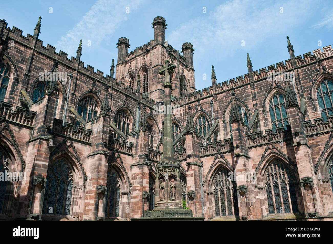 La cathédrale de Chester, sud-ouest de l'extérieur, Chester, Royaume-Uni Banque D'Images