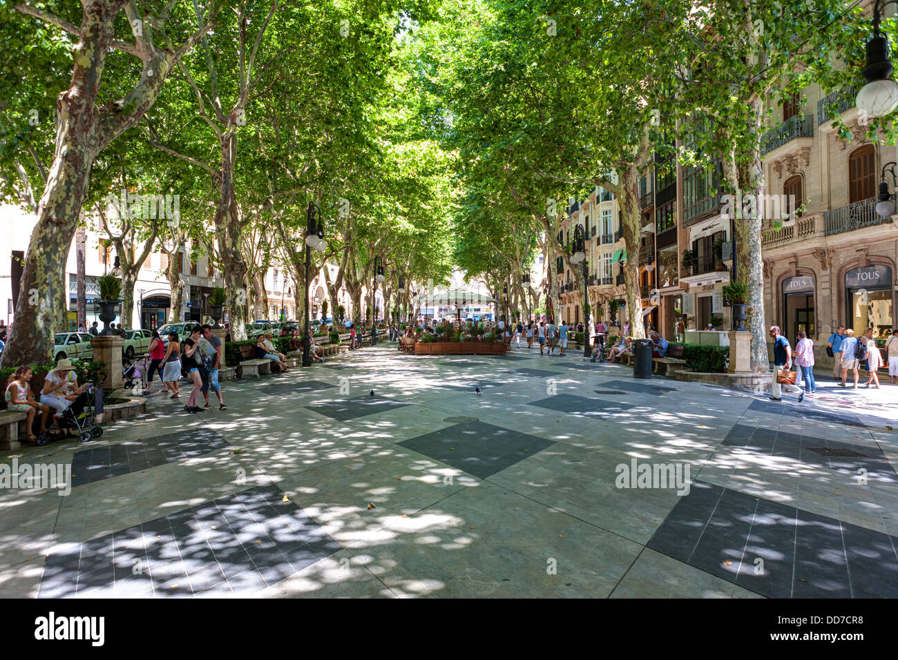 Espagne, Majorque, vue de restaurants à Passeig de naissance Banque D'Images