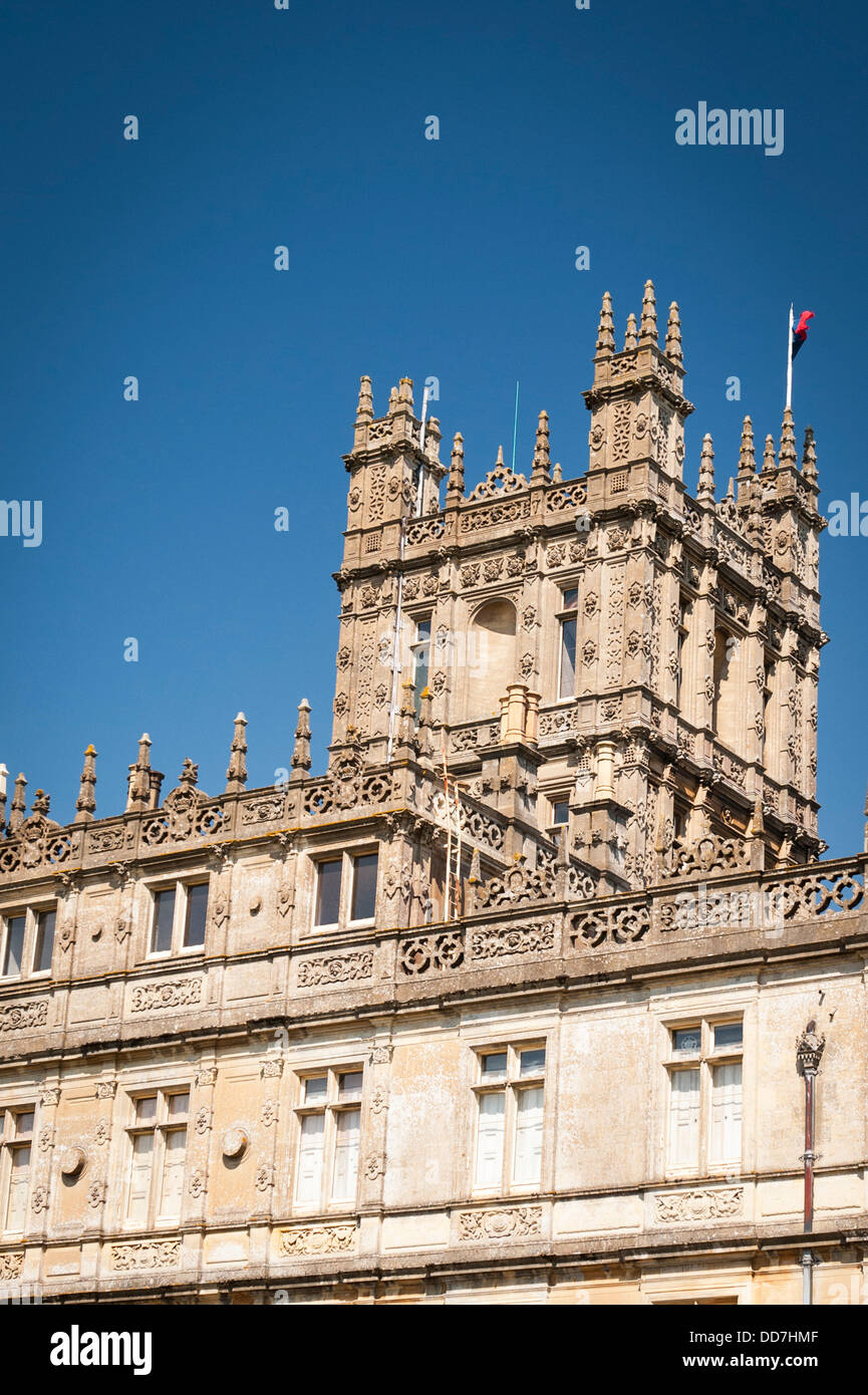 Château de Highclere Newbury Comte & Comtesse d'Carnarvan définition série de télévision montrent drama Downton Abbey détail extérieur arrière Banque D'Images